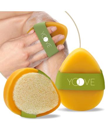 Yoove Turmeric And Kojic Acid Soap with Exfoliating Scrubber Elastic Grip Teardrop Shape - Gentle Cleanser Soap Bar from Natural Ingredients Clear Dark Spots And Acne for Radiant Even Skin 3-Pack