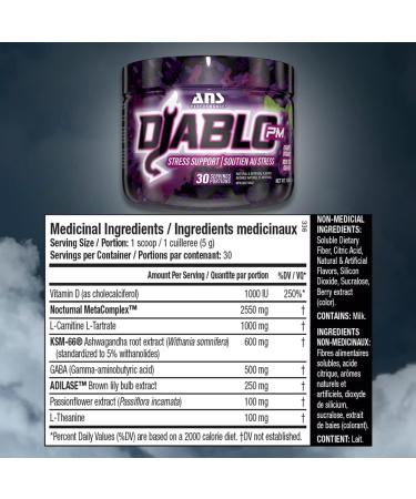 ANS Performance Diablo PM (30 Servings 5.29 oz) - Stress Relief Support - With Added GABA L Theanine L Carnitine Ashawaghanda - Delicious Flavours (Grape Dream) - Buy Online on SooperMarket.com