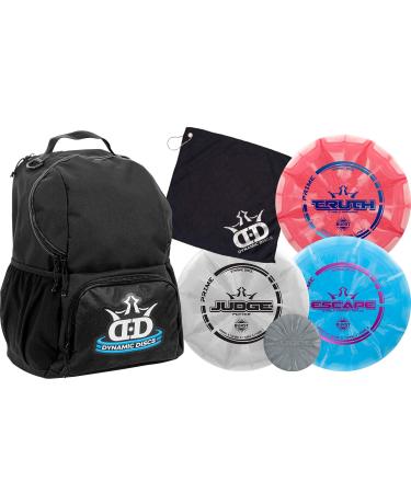 Dynamic Discs Disc Golf Starter Set | Cadet Backpack Disc Golf Bag Included | 17 + Disc Capacity | Prime Burst Frisbee Golf Set Included | Putter, Midrange, Driver | 170g Plus Black