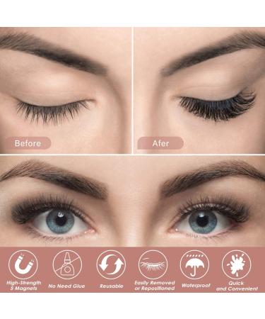 Magnetic Eyelashes with Eyeliner Kit - 6 Pairs 3D Natural Look Reusable False Lashes - Long Lasting Magnetic Liner - Includes Mirror Box and Professional Tweezers - No Glue Needed - Buy Online on SooperMarket.com
