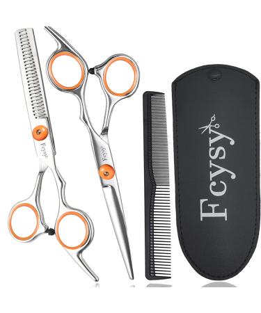Hair Cutting Scissor Texturing Scissors Set Fcysy Hair Dressing Scissors and Comb Sets Salon Haircut Scissors Thinning Shears Hairdressing Scissors Professional Barber Kit for Women Men- Orange Orange Set