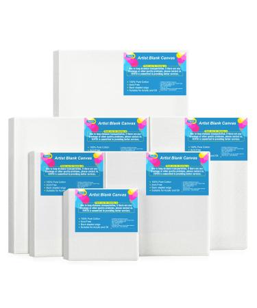 FEPITO 6 Set Artist Blank Canvas Assorted Size Art Canvas Frame Stretcher Acrylic Oil Water Painting Board