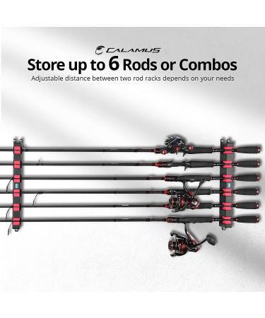 Calamus Horizontal Fishing Rod Holder - Wall Mounted Rack for 6 Rods/Combos, 13.6 Inches - Garage Storage Solution - Buy Online on SooperMarket.com