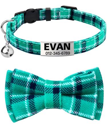 Tagme cats collars with names and telephone number kitten neck band with safety closure and bell turquoise 1 pack turquoise