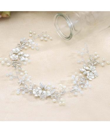 EASEDAILY Flower Bride Wedding Hair Vine Pearl Headpiece for Women and Girls - 15.7inches - Buy Online on SooperMarket.com