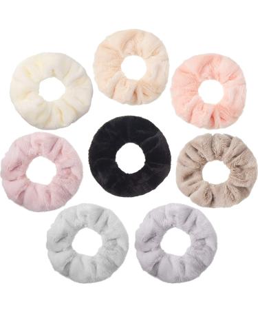 8 Pieces Towel Microfiber Scrunchies Hair Drying Scrunchies Soft Microfiber Thick Fuzzy Scrunchy Ponytail Holder Hair Ties for Wet and Dry Hair