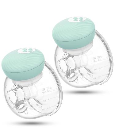 Milk pump electrically portable electrical milk pump double-handed rechargeable milk pump with noise and memory function 3 modes and 30 steps suck 2pack-green-C green