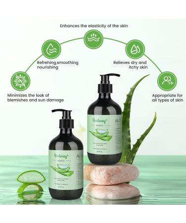 Organic Aloe Vera Gel 17oz - 99.75% Pure for Face Body & Hair | Deep Moisturizes & Sunburn Relief - Buy Online on SooperMarket.com