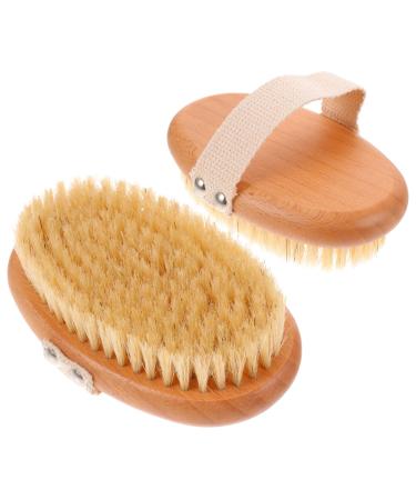 FRCOLOR 2pcs Body Brush Hair Massage Brush Handheld Scrubber Cleaning Accessories Dry Body Brush Body Skin Care Hand Held Scrubber Household Bath Brush Shower Back Brush Shower Scrubber