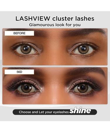LASHVIEW DIY Lash Extension Cluster Lashes 0.10mm 56D 9-14mm Mixed Reusable - Soft, Lightweight Wide Band Lash Cluster Kit - Buy Online on SooperMarket.com