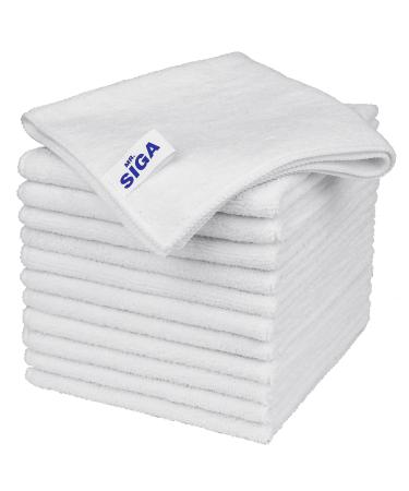 MR.SIGA Microfiber Cleaning Cloth, All-Purpose Microfiber Towels, Streak Free Cleaning Rags, Pack of 12, White, Size 32 x 32 cm(12.6 x 12.6 inch)