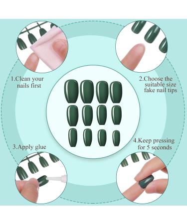 360 Medium Press-On Ballerina Coffin Nails | Full Cover Monochrome Fake Nails for Women & Girls | Bright Color Nail Decor - Buy Online on SooperMarket.com