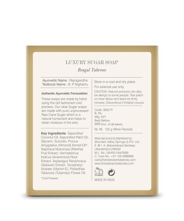 Buy Forest Essentials Bengal Tuberose Luxury Sugar Soap 125g - Premium Natural Skincare for International Shipping - Buy Online on SooperMarket.com