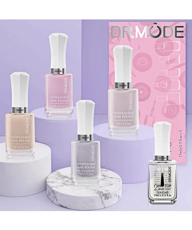 Non Toxic Peel Off Nail Polish Set - Quick Dry Water-Based Lacquer for Women & Kids - 4 Colors with Base Coat & Top Coat - 5 Bottles 0.5 fl oz - Buy Online on SooperMarket.com