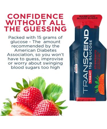 Transcend Strawberry Glucose Gel Packs - 15 Pack (1.1oz Each) | FSA/HSA Eligible, Blood Sugar Support for Diabetics | Fast-Acting 15g Dose | Made in USA - Buy Online on SooperMarket.com