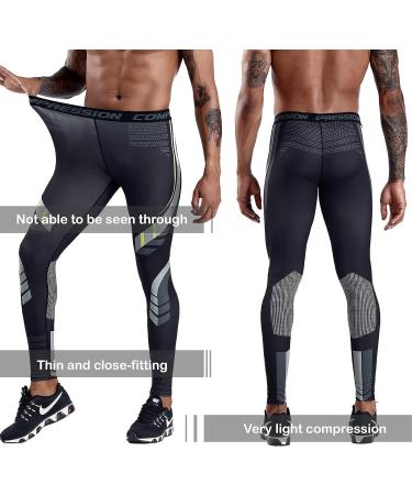 OEBLD Compression Pants Men UV Blocking Running Tights 1 or 2 Pack - Black Gym Leggings for Athletic Workout | Large Size - Buy Online on SooperMarket.com