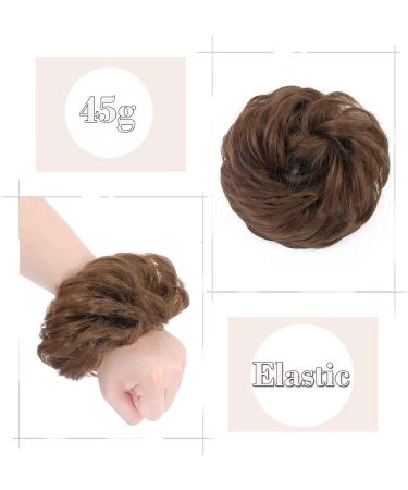 Thick Messy Curly Hair Bun Extension Scrunchie - Synthetic Updo Hairpiece for Women/Girls, Light Brown/Light Brown - 45g - Buy Online on SooperMarket.com