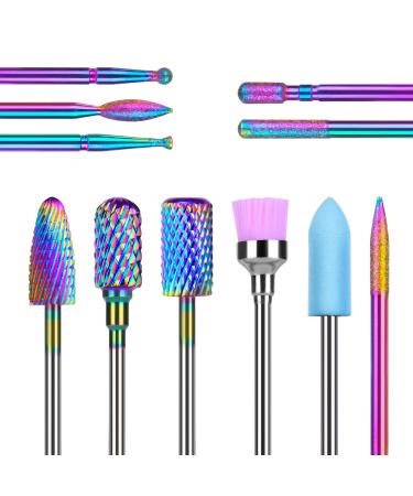 URAQT Nail Drill Bits Set 11pcs Electric Nail Drill Bits Kit 3/32" Tungsten Carbide Less Dust Nail Bits Cuticle Polishing Bits for Acrylic Gel Nails Electric Nail Files Manicure Pedicure Drill Tool A-11pcs Tungsten Carbide