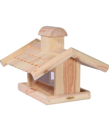 Dobar 21277E Large Bird Feeder Solid Wood Bird House with Shingle Roof Premium Bird Feeding Station for Container Montage 38x38x30 cm - Buy Online on SooperMarket.com