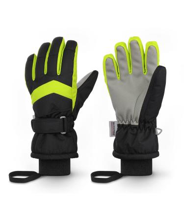 Homord gloves children waterproof ski gloves children winter gloves for boys and girls warm breathable snow dealers winter thinsulates finger gloves for 3-14 years children 3rd black XL (12-14 years)