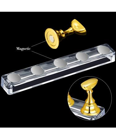 4 Set Nail Tips Holders - Magnetic Acrylic Practice Stands for Manicure & 126 Reusable Sticky Clay Adhesive Putty (Gold Silver Black White) - International Shipping Available - Buy Online on SooperMarket.com