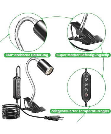 Buy BRIGHARK Reptile Aquarium Heat Lamp - Time-Controlled 200W E27 Turtle Thermal Lamp for Lizard & Terrarium (AC220-240) - No Light Bulb Included - Buy Online on SooperMarket.com