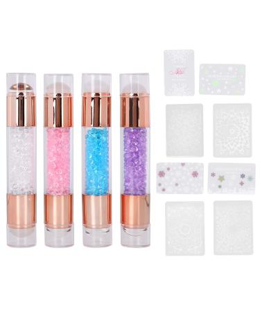 4 Sets Manicure Stamper Kit Double Ended Silicone Colorful Manicure Stamp Pen Nail Art Printing Tool with Stamping Plate for Nail Salon Home