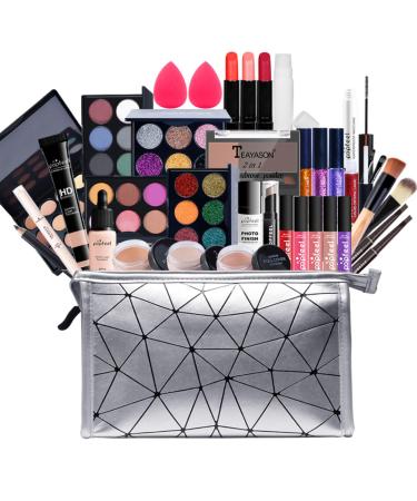 FantasyDay All-in-one Makeup Set Gift Surprise | Full Makeup Kit for Women Cosmetic Essential Starter Bundle Include Eyeshadow Palette Lipstick Blush Foundation Concealer Face Powder Lipgloss Brush kit008