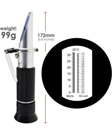 Buy Dual Scale Beer Wort Refractometer with ATC - SG 1.000-1.120 & BRIX 0-32% - International Shipping Available - Buy Online on SooperMarket.com