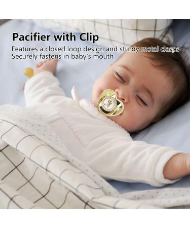 Portable Golden Crown Rhinestone Pacifier for Toddlers - Stylish Baby Pacifier with Chain Clip (Letter C) - Shop Internationally - Buy Online on SooperMarket.com