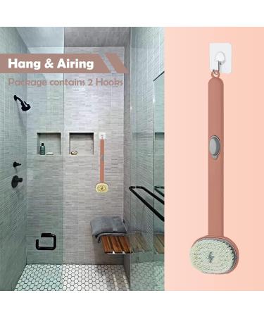 Pink Long Handle Back Scrubber for Shower with Soap Dispenser - Exfoliating Bath Brush 14in - Buy Online on SooperMarket.com