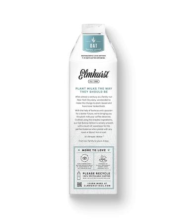 Elmhurst 1925 Barista Edition Oat Milk 32oz (Pack of 6) - Plant-Based & Vegan Options - Buy Online on SooperMarket.com