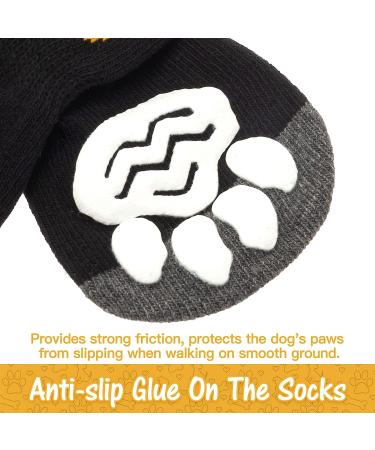 SCIROKKO Anti-Slip Dog Socks (3 Pairs) - Adjustable Pet Paw Protection with Golden Paw Pattern - Indoor Traction Control - Size L (Paw width 3.13 in) Black - Buy Online on SooperMarket.com