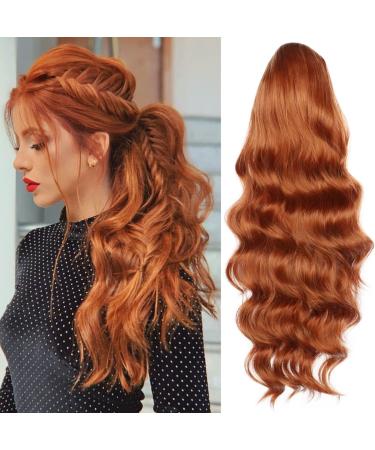 YEESHEDO Ginger Long Wavy Ponytail Hair Extension 24 Inches - Clip in Drawstring Curly Synthetic Hairpiece for Women - Buy Online on SooperMarket.com