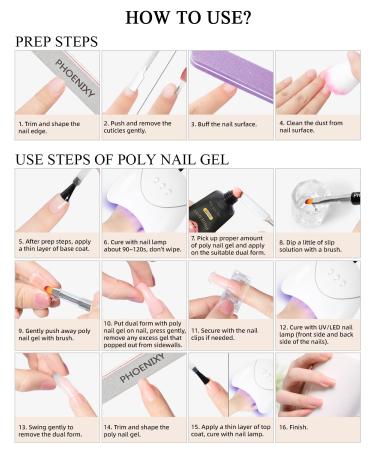 Phoenixy Poly Nail Gel Kit - 10 Colors Poly Extension Starter Set with Glossy & Matte Top Coat | Basic Manicure Tools | Gifts for Women - Buy Online on SooperMarket.com