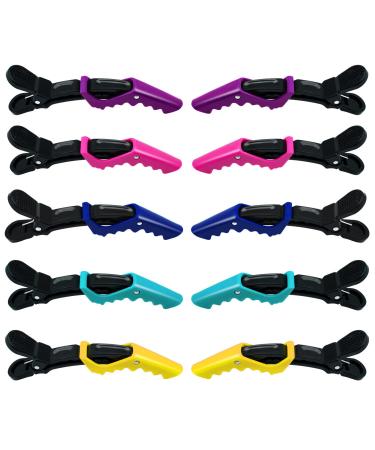Hair Clips Alligator Clips 10 Pack Salon Hair Clips Plastic Hair Clips Gator Clips Non Slip Hair Clips for Styling Hair Hair Styling Durable Hair Clips(Colorful)