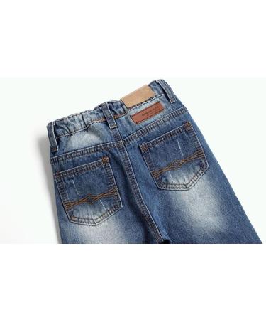 KIDSCOOL SPACE Baby Girl Boy Slim Jeans | Elastic Waist Ripped Denim Pants | 6-12 Months | Blue - Buy Online on SooperMarket.com