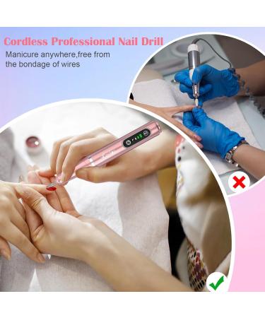 Kredioo Electric Nail Drill for Acrylic Gel Nails - 20000RPM Rechargeable Portable Manicure Set for Cuticle and Callus Removal - Cordless E File Nail Care Kit (Gold) - Buy Online on SooperMarket.com