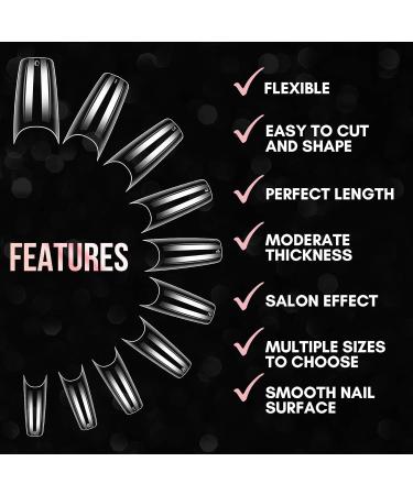 Makartt Soft Gel Nail Tips Press On Nails Set - 500 Clear Coffin Nail Tips, Glues, File, Case - Half Cover False Nails Kit - Buy Online on SooperMarket.com