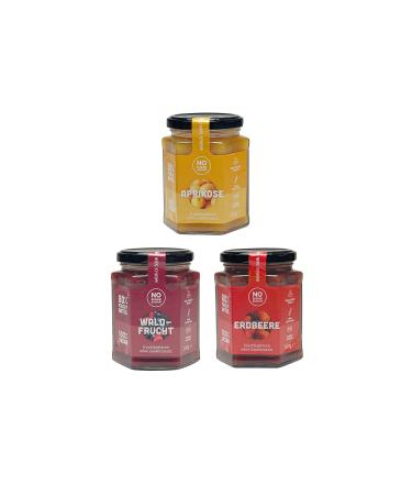 No Sugar Sugar fruit spread tried strawberry forest fruit apricot without sugar additive at least 80% fruit content with erythritus and stevia |Brot spread made in the EU (260g each) 260 g (3 pack)