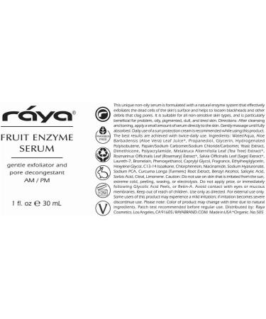 RAYA Fruit Enzyme Serum | Non-Oily Exfoliating Facial Treatment for Oily Problem & Dull Skin | Reduces Blackheads & Clears Pores - Buy Internationally - Buy Online on SooperMarket.com