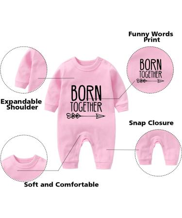 Culbutomind Baby Twins Bodysuit Set - Born Together Friends Forever Romper with Hat, Pink, BFT, 3-6 Months - Buy Online on SooperMarket.com
