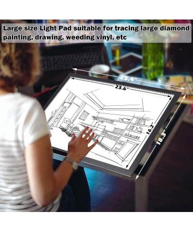 Upgraded A2 Light Pad | 3-Color Settings | Stepless Brightness Adjustment | Large Tracing Board 25x18 INCH with Clips - Buy Online on SooperMarket.com