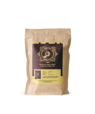 Lucky Cuppa's "221b Bakers Brew" Sherlock's Mind Melter Lemon & Ginger Tea Bags- Decaf Loose Tea Bags - Holmes Party Gift for Tea Lovers - Tea Bags Individually Wrapped -25