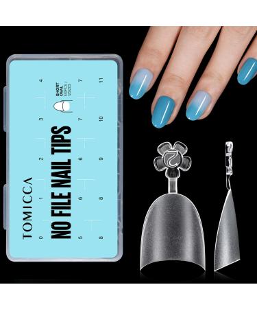 TOMICCA Short Oval French Nail Tips 510pcs Half Cover False Nail Tips Natural Matte False Nails Acrylic Nail Tips Artificial Nails Tips for Acrylic Extensions Salon Nails 15 Sizes 510pcs-Short Oval