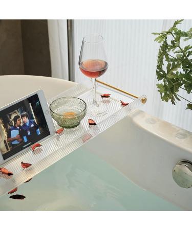 Acrylic Bathtub Tray Caddy with Non-Slip Surface and Gold Handles - Buy Online on SooperMarket.com