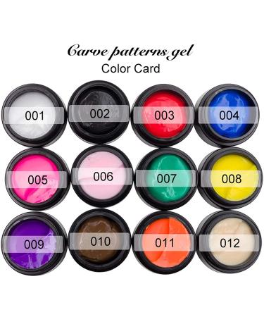 Saviland 3D Sculpture Gel Nail Art Kit - 12pcs Carving Gels for Decoration Patterns in White Pink Red Blue Black - 0.28oz - Buy Online on SooperMarket.com