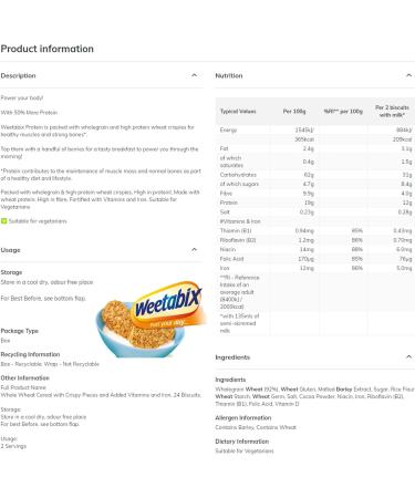 Protein Cereal Bundle with Weetabix Mini Protein Wheat Biscuits Crunch 24pk (Pack of 2) and 1 x Wishesla Portable Zipp Bag for Convenience Storage - Buy Online on SooperMarket.com