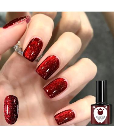 Red Gel Nail Polish Set Glitter Dark Red Burgundy Cherry Red Gel Polish Sets Soak Off LED/UV Lamp Manicure Long Lasting Nail Varnish Kit for Christmas Women Nail Art Salon DIY Home - Buy Online on SooperMarket.com