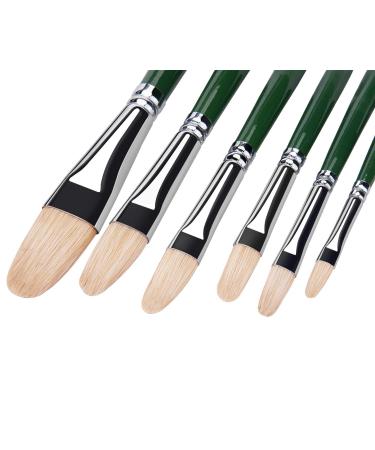 Oil Acrylic Watercolor Paint Brushes 100% Natural Chungking Hog Hair 6pc Filbert Paint brush Set